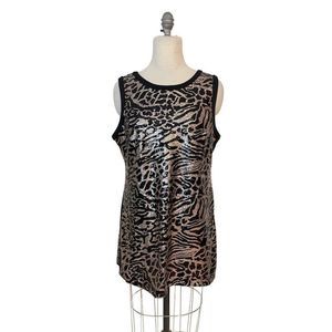 Vince Camuto Leopard & Gold Sequins Sleeveless Top 14